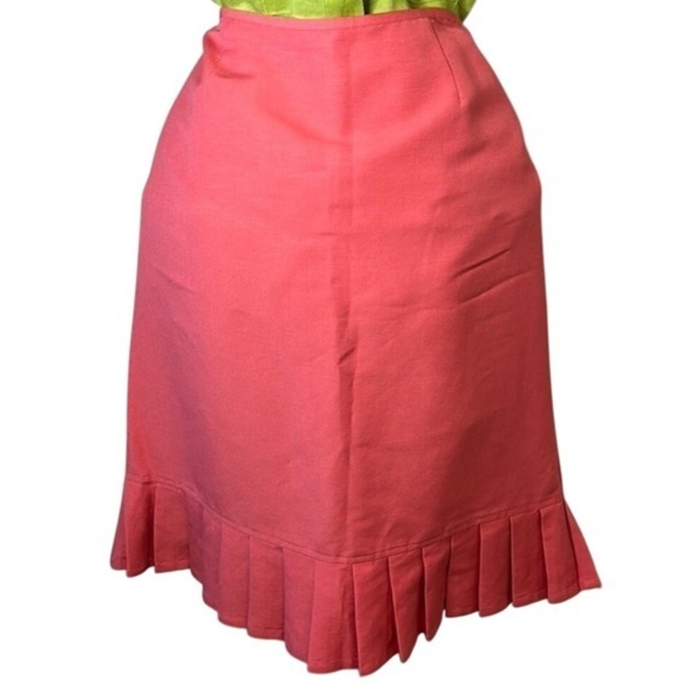 Vintage Emma James Linen Blend Pleated Hemline Skirt‎ Size 14